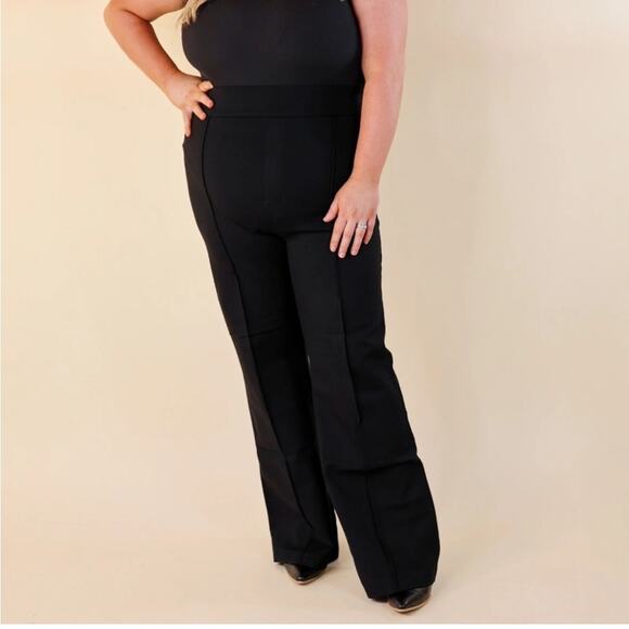 Spanx Black Perfect Fit High Rise Wide Leg Pants Size 3X pleat front office work - Picture 1 of 13